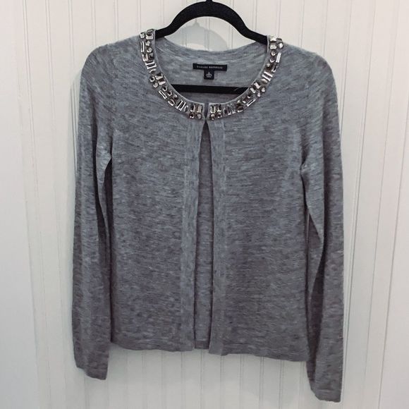 NEW Banana Republic Gray Jeweled Open Cardigan - Picture 1 of 7